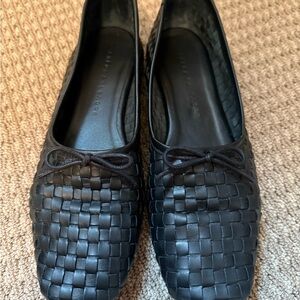 Freda Salvador Black Woven Leather Loafers